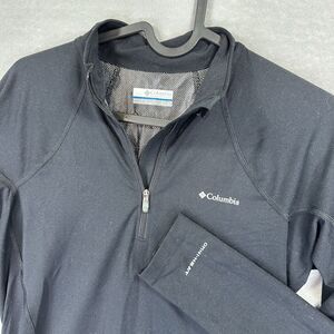 Columbia Shirt Women LG Black Omni-Heat 1/4 Zip Long Sleeve Thermal Base Layer